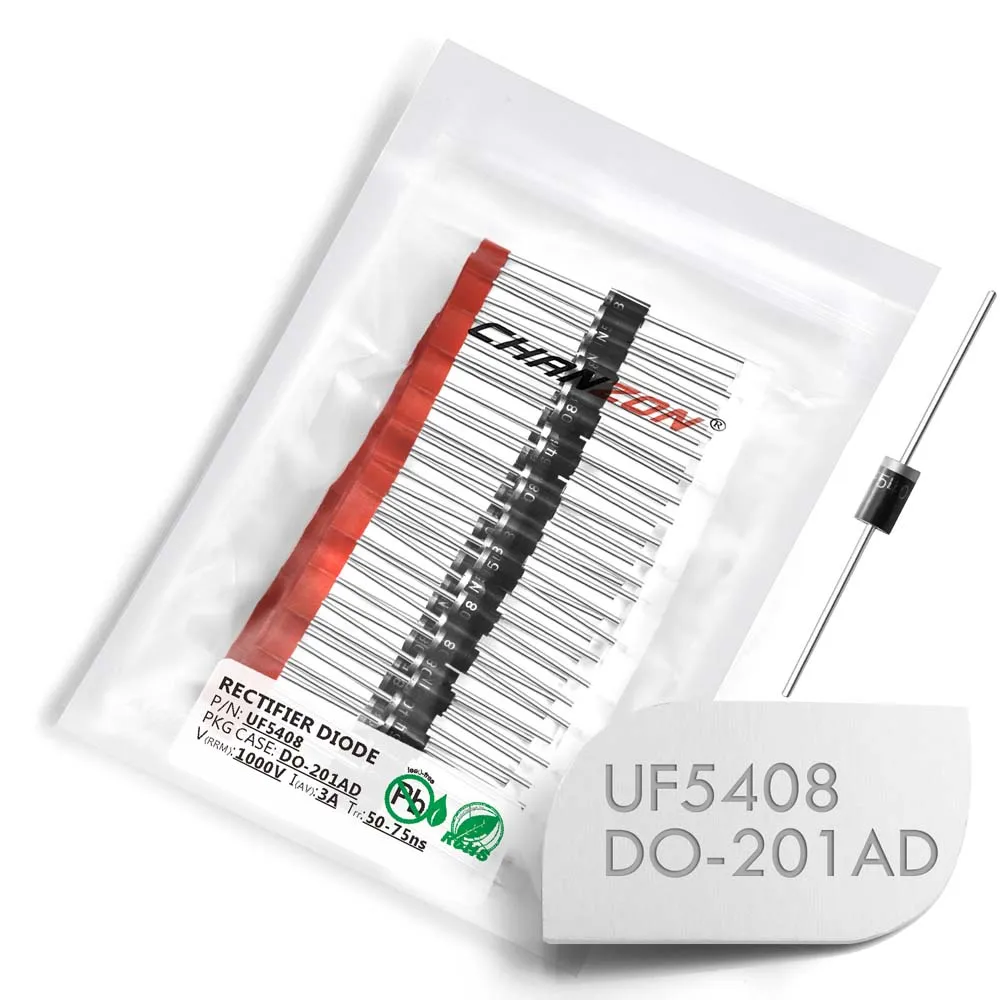 (20 Pcs) UF5408 Ultra Fast Recovery Rectifier Diode 3A 1000V 50-75ns DO-201AD (DO-27) Axial 3 Amp 1000 Volt UF 5408
(20 Pcs) UF5408 Ultra Fast Recovery Rectifier Diode 3A 1000V 50-75ns DO-201AD (DO-27) Axial 3 Amp 1000 Volt UF 5408