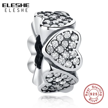 ELESHE Original 100% 925 Sterling Silver Heart Spacer Beads Clear CZ Crystal Charm fit Bracelets & Bangles DIY Jewelry
ELESHE Original 100% 925 Sterling Silver Heart Spacer Beads Clear CZ Crystal Charm fit Bracelets & Bangles DIY Jewelry