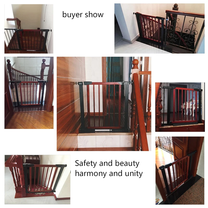 75 to 84 cm Wooden Baby Gate for Stairs with 5cm Thick Steel Frame for Child Security 6 75 to 84 cm Wooden Baby Gate for Stairs with 5cm Thick Steel Frame for Child Security 10