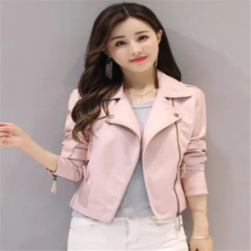 Spring and Autumn pu Leather Jacket Coats Female Short Section Korean Version Pink pu Small Coat Motorcycle Leather Jacket Coats
Spring and Autumn pu Leather Jacket Coats Female Short Section Korean Version Pink pu Small Coat Motorcycle Leather Jacket Coats