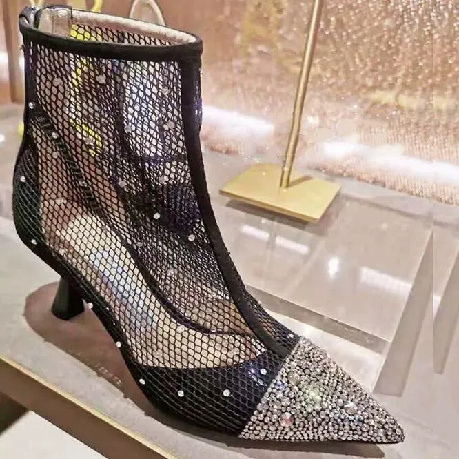 2019 New Spring/Summer Hodgskin Sexy Hollow Crystals Women Pumps Pointed Toe Mesh Back Zip High Heels Women Shoes 
2019 New Spring/Summer Hodgskin Sexy Hollow Crystals Women Pumps Pointed Toe Mesh Back Zip High Heels Women Shoes