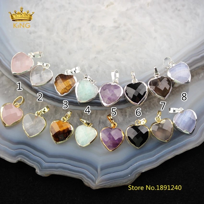 10pcs 13mm Faceted Heart Charms Plated Gold/Silver Bails Natural Stone Fashion Pendants Healing Necklace for Earrings Bulk DSS91
10pcs 13mm Faceted Heart Charms Plated Gold/Silver Bails Natural Stone Fashion Pendants Healing Necklace for Earrings Bulk DSS91