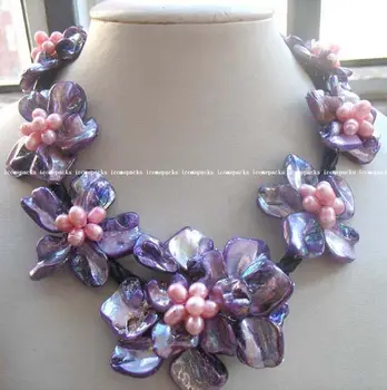 wholesale beautiful purple freshwater pearl 40-60 mm sea shell flower 18.5" necklace 
wholesale beautiful purple freshwater pearl 40-60 mm sea shell flower 18.5" necklace