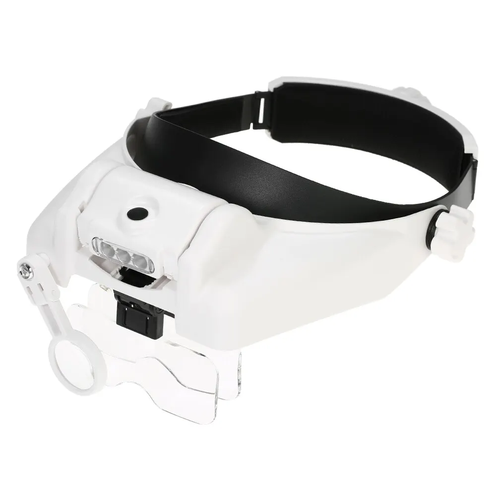 

Headband Magnifier Multi-functional Head Mounted Magnifying LED with 5 Replaceable Lenses 1X to 8X Auxiliary Lens Loupe