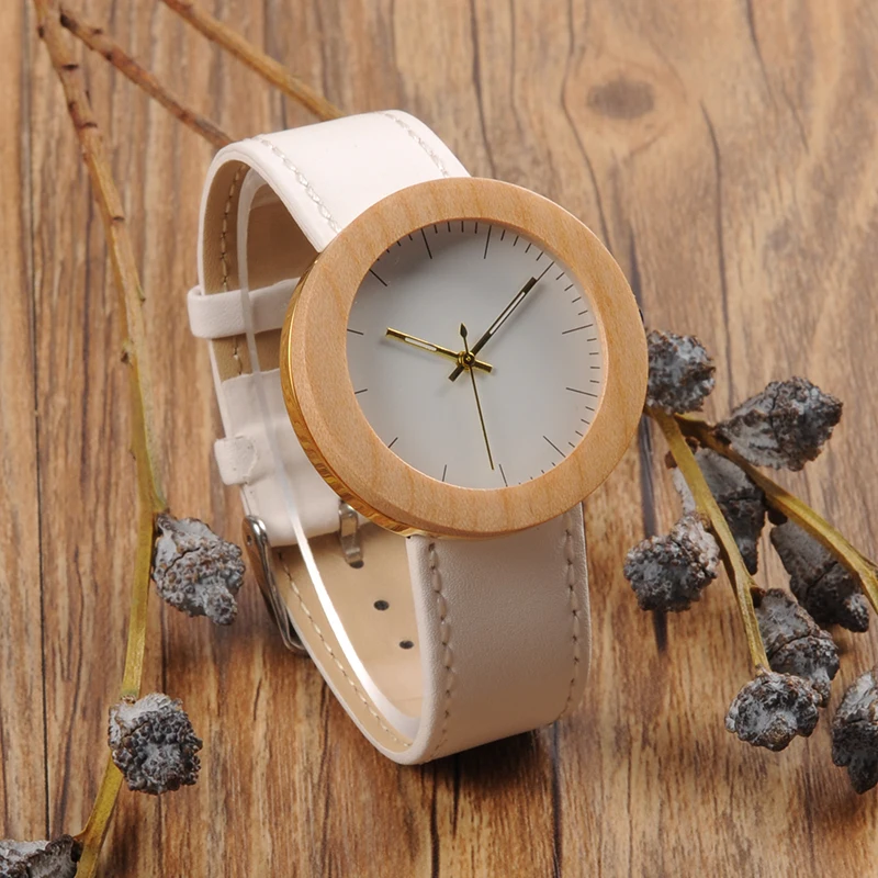 BOBO BIRD Ladies Bamboo & Stainless Steel Wooden Watch with Leather Strap BOBO BIRD Ladies Bamboo & Stainless Steel Wooden Watch with Leather Strap