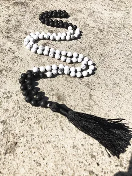 White Howlite and Lava Stone Necklaces 108 Mala Beads Prayer Tassel Necklace Knotted Necklace Yoga Necklaces Buddha Jewelry
White Howlite and Lava Stone Necklaces 108 Mala Beads Prayer Tassel Necklace Knotted Necklace Yoga Necklaces Buddha Jewelry