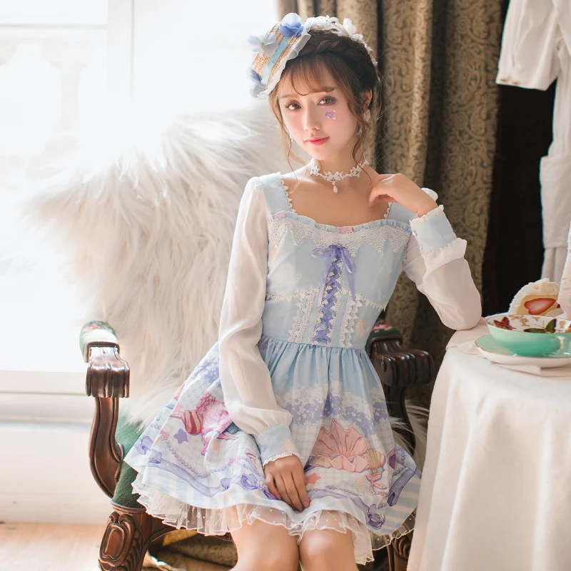 Princess sweet lolita dress Candy rain Summer new Japanese sweet long sleeved bow printed chiffon dress C22AB7042
Princess sweet lolita dress Candy rain Summer new Japanese sweet long sleeved bow printed chiffon dress C22AB7042