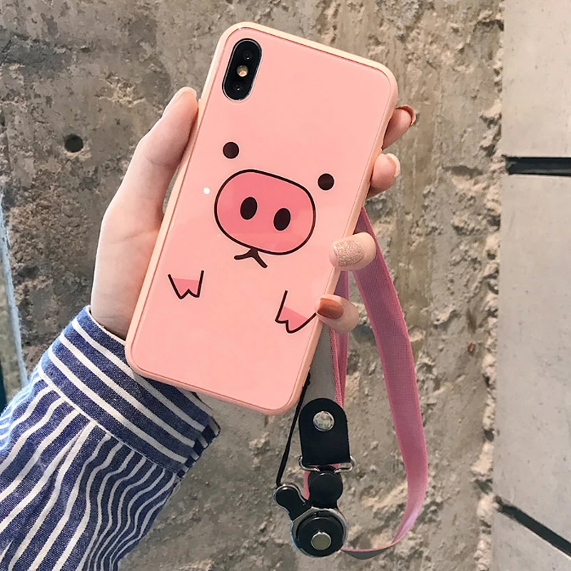 Cute Cattoon Pink Pig Case with Neck Strap Lanyards for iPhone XS X XR XS MAX Tempered Glass Cases for iPhone 6 6s plus 7 8 plus
Cute Cattoon Pink Pig Case with Neck Strap Lanyards for iPhone XS X XR XS MAX Tempered Glass Cases for iPhone 6 6s plus 7 8 plus