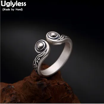 Uglyless Real 990 Silver Fine Jewelry Handmade Engraved Vintage Patterns Opening Rings Women Vulcanized Black Silver Ring Bijoux
Uglyless Real 990 Silver Fine Jewelry Handmade Engraved Vintage Patterns Opening Rings Women Vulcanized Black Silver Ring Bijoux