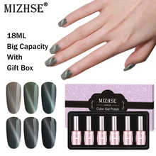 Mizhse 6 개/대 3d 고양이 눈 네일 젤 폴란드어 7 ml uv 젤 광택 끄기 회색 고양이 눈 uv 자석 uv 젤 폴란드어 네일 아트(China)