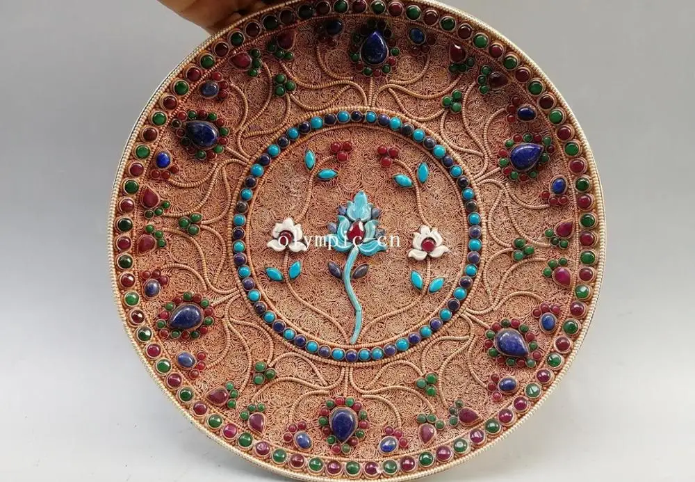 10.5'' Nepal silver filigree inlay turquoise coral Gem flowers and plants plate
10.5'' Nepal silver filigree inlay turquoise coral Gem flowers and plants plate