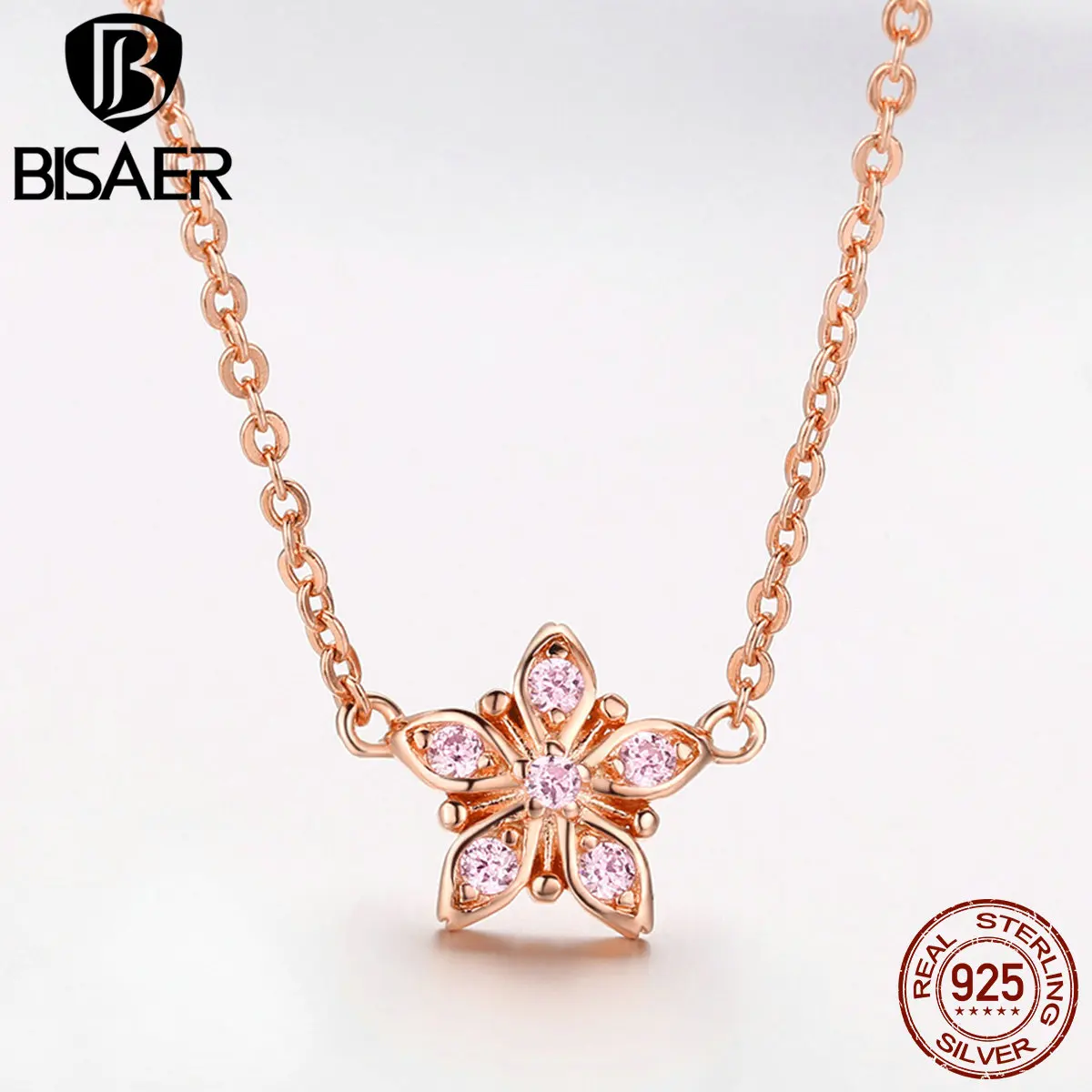 BISAER Hot Sale 925 Sterling Silver Sakura Cherry Flower Pink Women Necklaces for Women Silver Jewelry EFN032
BISAER Hot Sale 925 Sterling Silver Sakura Cherry Flower Pink Women Necklaces for Women Silver Jewelry EFN032