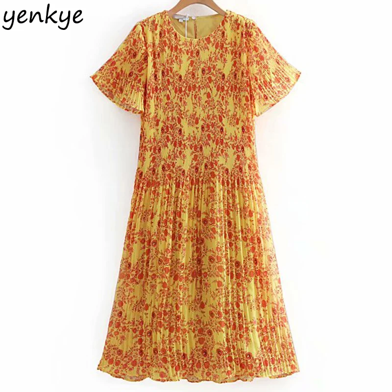 2019 Women Floral Print Boho Dress Female Round Neck Short Sleeve Midi Pleated Casual Holiday Summer Dress Plus Size Vestidos
2019 Women Floral Print Boho Dress Female Round Neck Short Sleeve Midi Pleated Casual Holiday Summer Dress Plus Size Vestidos