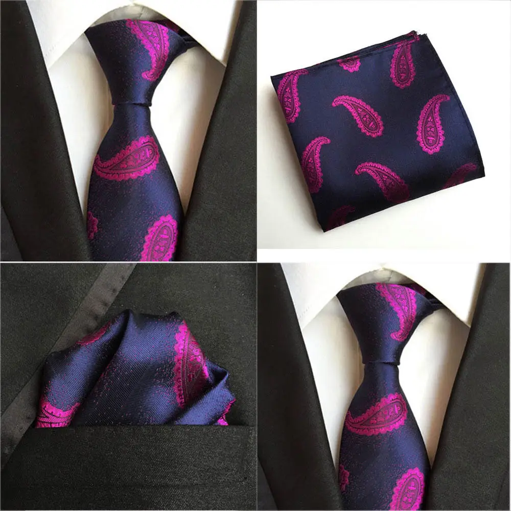 Мужской фиолетовый Шелковый платок с Пейсли Карманный Hanky набор HZTIE0115 |