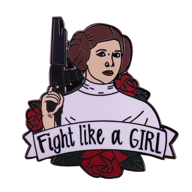 Fight like a girl feminist brooch Star wars princess Leia pin girl power badge women gift pop culture accessory
Fight like a girl feminist brooch Star wars princess Leia pin girl power badge women gift pop culture accessory