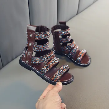 Summer Baby Roman Boots High-Top Girls Sandals Zipper Kids Sandals Rivets Children Sneakers Striped Patchwork Toddler Beach Shoe
Summer Baby Roman Boots High-Top Girls Sandals Zipper Kids Sandals Rivets Children Sneakers Striped Patchwork Toddler Beach Shoe