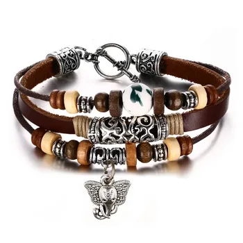 Mprainbow Men Vintage Elephant Small Pendant Leather Triple Bracelet In Brown Braided Rope Handmade Leathers Bangles Jewelry
Mprainbow Men Vintage Elephant Small Pendant Leather Triple Bracelet In Brown Braided Rope Handmade Leathers Bangles Jewelry