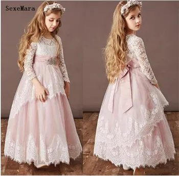 Classic Pink Tulle White Lace Flower Girl Dress for Wedding Ankle Length Princess Dress with Bow Customized For 2-14 Y Vestidos
Classic Pink Tulle White Lace Flower Girl Dress for Wedding Ankle Length Princess Dress with Bow Customized For 2-14 Y Vestidos
