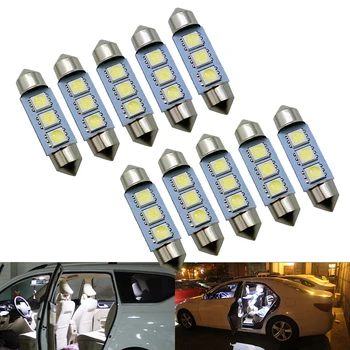 10PCS White C5W C10W 5050 SMD 3Led 36mm 39mm 41mm DC 12V Car LED Festoon Dome Light Door light Reading Lamp Tail Bulb backup Led
10PCS White C5W C10W 5050 SMD 3Led 36mm 39mm 41mm DC 12V Car LED Festoon Dome Light Door light Reading Lamp Tail Bulb backup Led