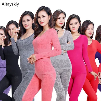 Thermal Underwear Women O-Neck Lace Body Shaped Slim Suit Sets Bottoming Womens Colorful All-match Ladies Elegant Comfortable
Thermal Underwear Women O-Neck Lace Body Shaped Slim Suit Sets Bottoming Womens Colorful All-match Ladies Elegant Comfortable
