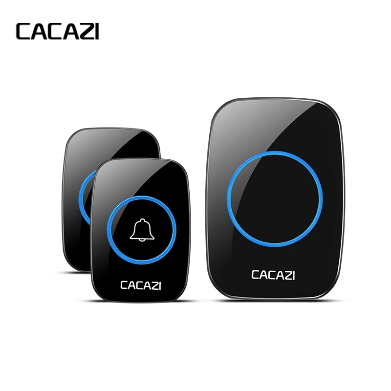 

CACAZI New Waterproof Wireless Doorbell 300M Remote CALL EU/UK/US/AU Plug smart Door Bell Chime 220V 1V2 buttons 1V2 receivers