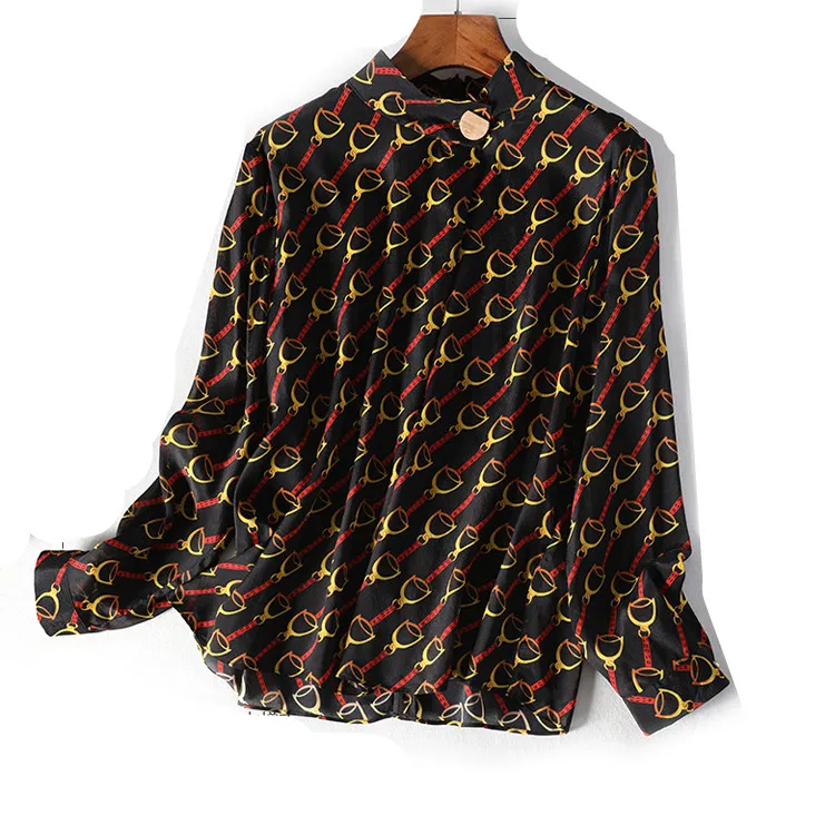 Women Summer 100% Natural Silk Blouse Real Silk Long Sleeve Basic Shirt Geometric print casual Top Shirts Silk Blouses for Women
Women Summer 100% Natural Silk Blouse Real Silk Long Sleeve Basic Shirt Geometric print casual Top Shirts Silk Blouses for Women