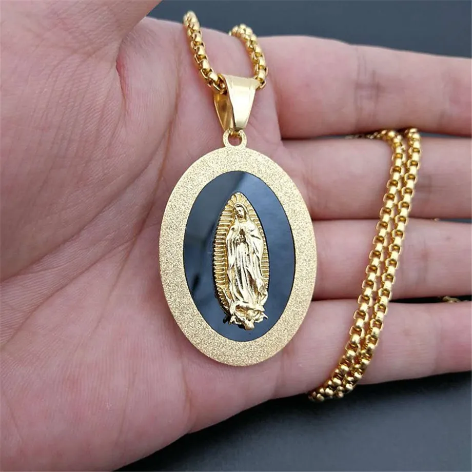 Virgin Mary Pendant Necklace Stainless Steel Men Christian Jewelry Lady of Guadalupe Miraculous Oval Medal Necklace
Virgin Mary Pendant Necklace Stainless Steel Men Christian Jewelry Lady of Guadalupe Miraculous Oval Medal Necklace