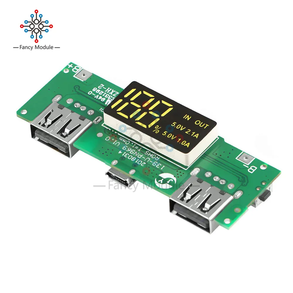 18650 lithium battery QC flash charging mobile power diy board LED Dual USB 5V2.1A/1A fast Overcharge boost Short circuit board
18650 lithium battery QC flash charging mobile power diy board LED Dual USB 5V2.1A/1A fast Overcharge boost Short circuit board