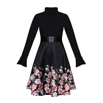 Women Floral Print Full Flare Sleeve Casual Fall Bandage Elegant Ladies Stand Neck Female Party 2018 Fall Dress Vestido
Women Floral Print Full Flare Sleeve Casual Fall Bandage Elegant Ladies Stand Neck Female Party 2018 Fall Dress Vestido