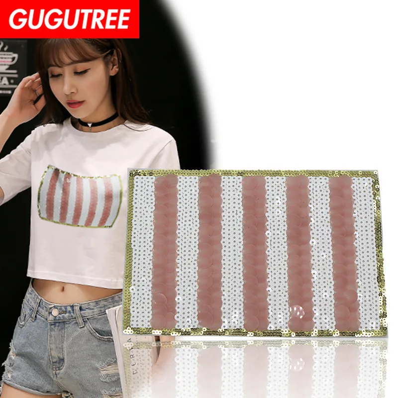 GUGUTREE embroidery Sequins big streak patches box patches badges applique patches for clothing XC-240
GUGUTREE embroidery Sequins big streak patches box patches badges applique patches for clothing XC-240