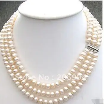 Women Gift Freshwater natural 3 Rows 7-8 Cultured Cream freshwater Pearl Necklace CHOKER pearl Jewelry fashion jewellery
Women Gift Freshwater natural 3 Rows 7-8 Cultured Cream freshwater Pearl Necklace CHOKER pearl Jewelry fashion jewellery