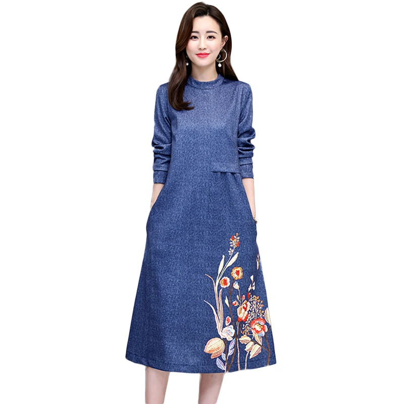 woman Casual Denim Dress Vintage Jeans Dresses Long sleeves Blue print Dress Vestidos New Fashion Female Spring Dress NW1542
woman Casual Denim Dress Vintage Jeans Dresses Long sleeves Blue print Dress Vestidos New Fashion Female Spring Dress NW1542