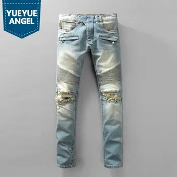 European Style Biker Jeans Men High Street Mens Hole Ripped Jeans Vintage Washed Skinny Denim Pants Men Plus Size Zippers Casual
European Style Biker Jeans Men High Street Mens Hole Ripped Jeans Vintage Washed Skinny Denim Pants Men Plus Size Zippers Casual