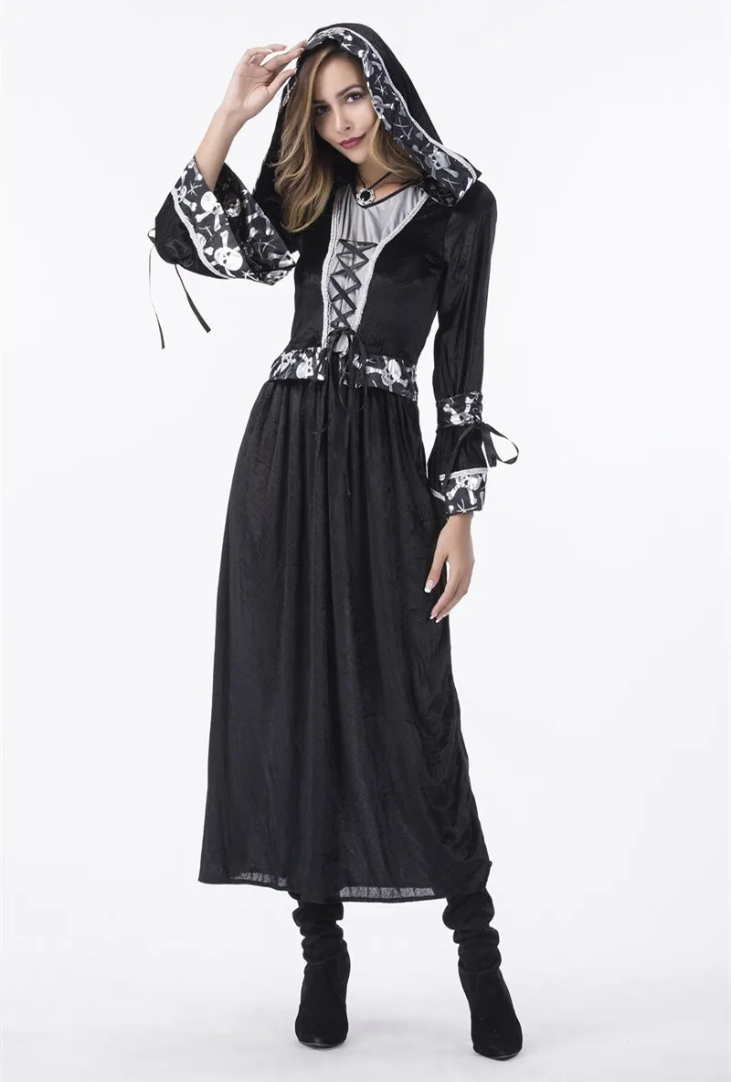 Renaissance Medieval Dress Robe Women Female Gothic Witch Queen Dresses Black Print Skeleton Vampire Gown Halloween Costume
Renaissance Medieval Dress Robe Women Female Gothic Witch Queen Dresses Black Print Skeleton Vampire Gown Halloween Costume