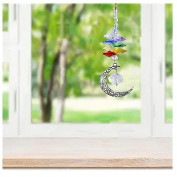 H&D Moon Crystal Window Sun Catcher with Chakra Octaogon Beads Feng Shui Rainbow Maker Hanging Pendant for Home Wedding Decor
H&D Moon Crystal Window Sun Catcher with Chakra Octaogon Beads Feng Shui Rainbow Maker Hanging Pendant for Home Wedding Decor