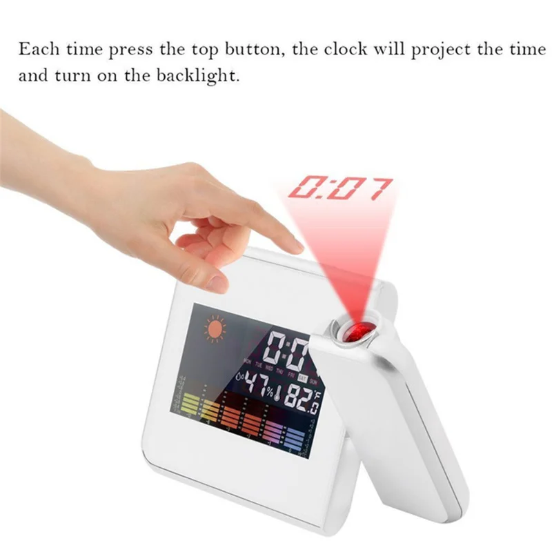1x Color Screen LCD Backlight Projection Snooze Alarm Clock Creative Clock Black And White TSLM1
1x Color Screen LCD Backlight Projection Snooze Alarm Clock Creative Clock Black And White TSLM1