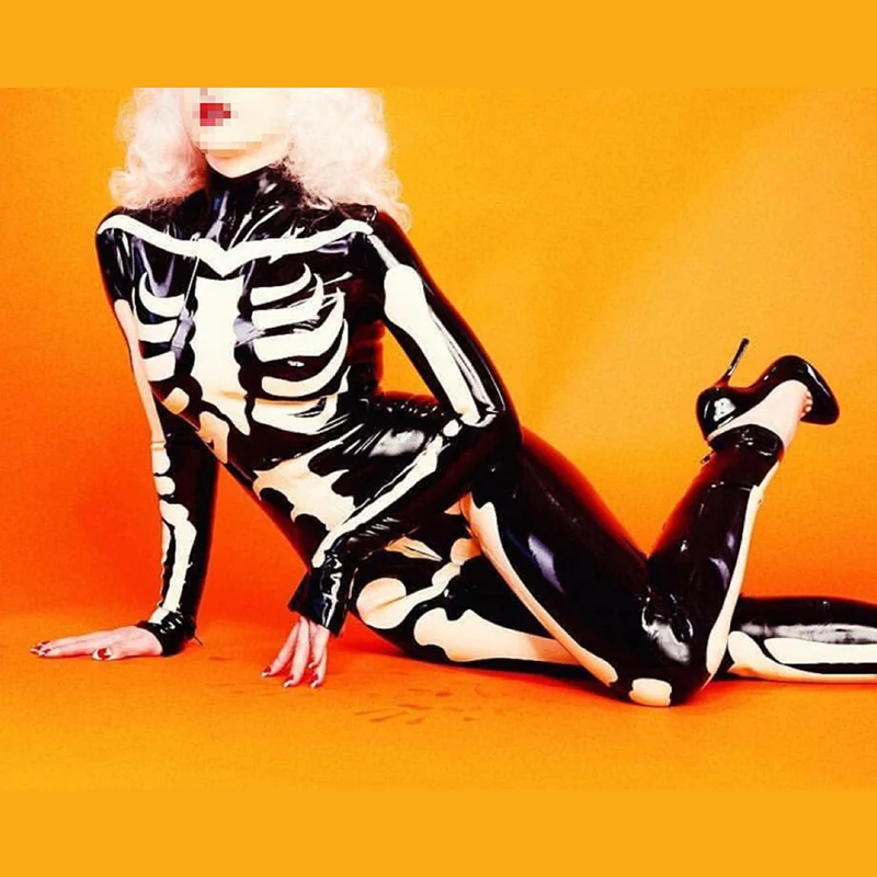 Latex catsuits with bone strips decorate cosplay Halloween bone handmade and customization
Latex catsuits with bone strips decorate cosplay Halloween bone handmade and customization