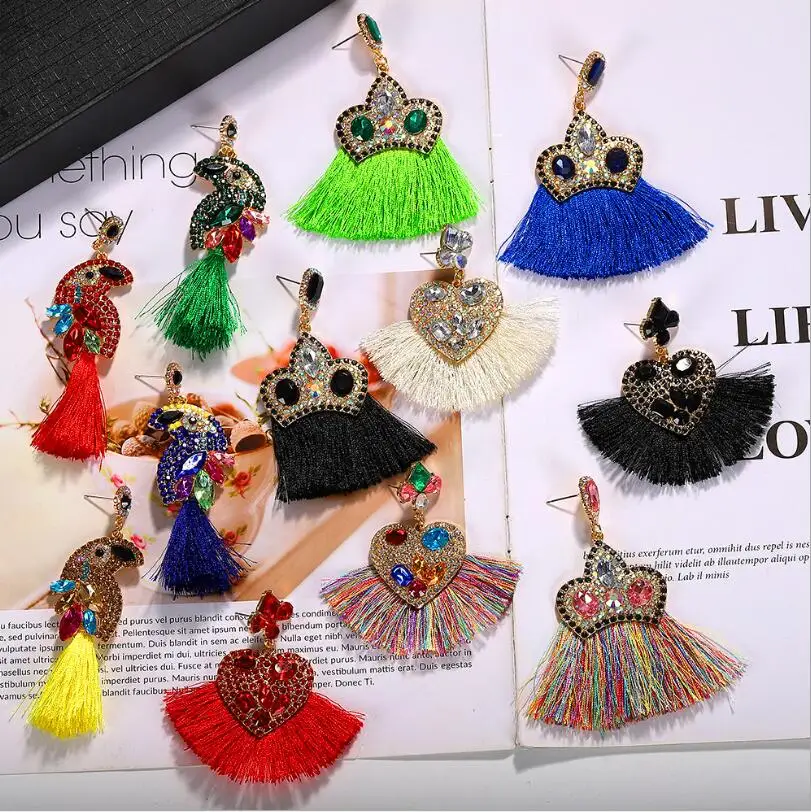 2019 new long bohemian tassel earrings Europe and the United States big diamond heart shaped parrot tassel earrings ear jewelry
2019 new long bohemian tassel earrings Europe and the United States big diamond heart shaped parrot tassel earrings ear jewelry