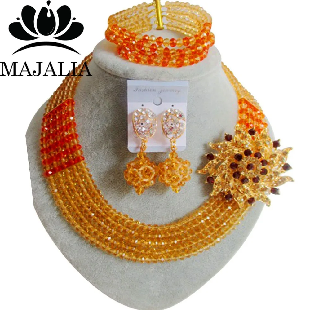 Majalia Fashion Nigeria Wedding African Beads Jewelry Set Gold Champagne Crystal Necklace Bridal Jewelry Sets 5XC003
Majalia Fashion Nigeria Wedding African Beads Jewelry Set Gold Champagne Crystal Necklace Bridal Jewelry Sets 5XC003