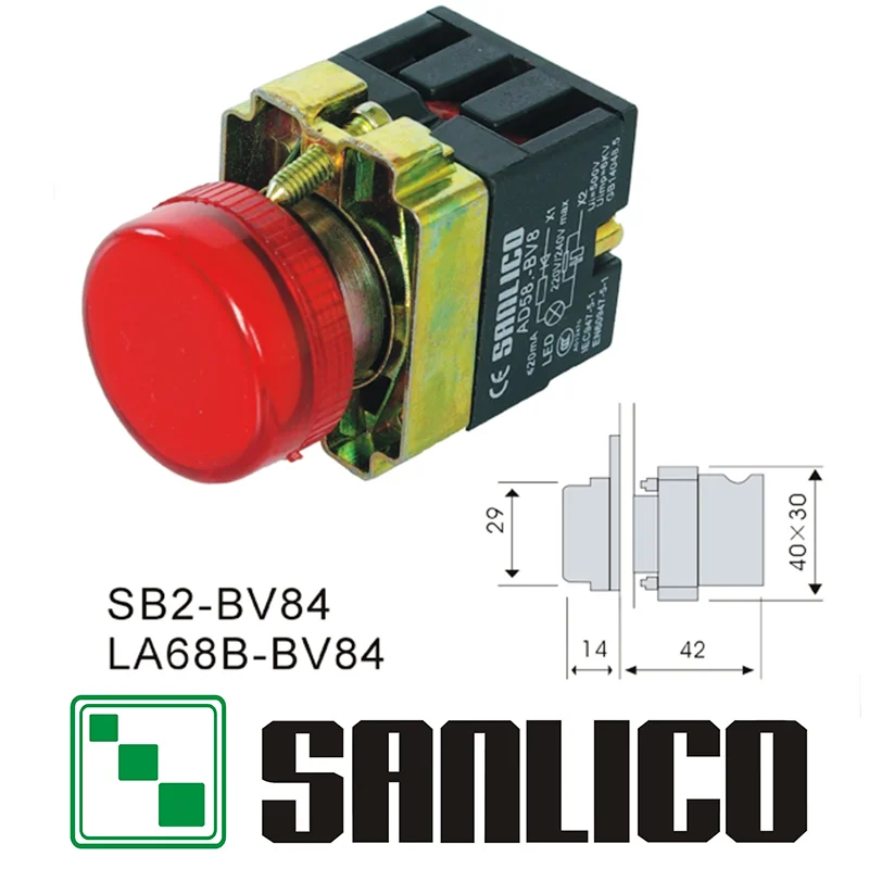pilot indicator signal light lamp with integral LED (switch accessories) SB2(LA68B XB2)-BV84
pilot indicator signal light lamp with integral LED (switch accessories) SB2(LA68B XB2)-BV84