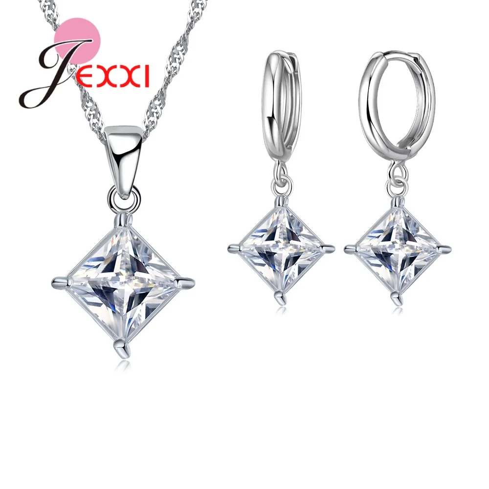 New Fashion Square Shape Sparkling Necklace Earrings Sets Elegant Simple Style 925 Sterling Silver For Girls Party Wedding Gift
New Fashion Square Shape Sparkling Necklace Earrings Sets Elegant Simple Style 925 Sterling Silver For Girls Party Wedding Gift
