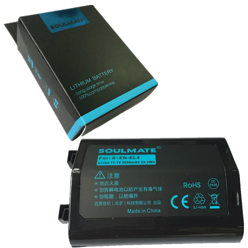 SOULMATE EN-EL4a lithium batteries pack EN EL4 Digital Camera Battery ENEL4a Digital DSLR battery For Nikon D3x D3 D2Xs D2X D2H
SOULMATE EN-EL4a lithium batteries pack EN EL4 Digital Camera Battery ENEL4a Digital DSLR battery For Nikon D3x D3 D2Xs D2X D2H