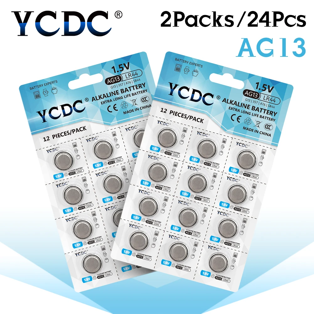 

YCDC Cell Coin AG13 LR44 LR1154 SR44 A76 357A 303 357 Alkaline Coin Cells Battery X24