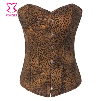 Brown Overbust Denim Corset Leopard Print Cowgirl Gothic Corset Bustier Top Burlesque Corselet 
Brown Overbust Denim Corset Leopard Print Cowgirl Gothic Corset Bustier Top Burlesque Corselet