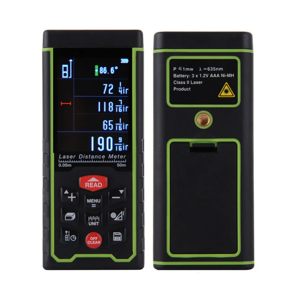 High Quality Digital Laser Rangefinder Color Display Rechargeabel 50m Laser Range Finder Distance Meter Tape Measure
High Quality Digital Laser Rangefinder Color Display Rechargeabel 50m Laser Range Finder Distance Meter Tape Measure
