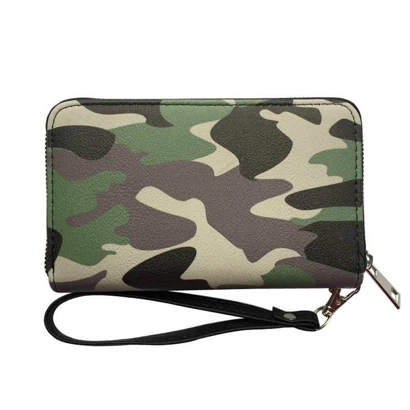 

KANDRA High Quality Camo Wallet Women Clutch Purse Wristlet Zipper Pouch Vegan Leather Card Holder Phone Bag Coin Purse Wallets