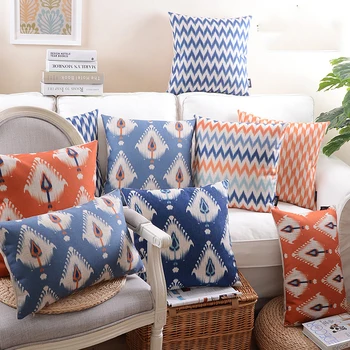 Linen Pillow Cover Home decorative Cushion Cover Ikat Blue RedOrange Zigzag Dots Abstract Geometric Pillow Case 45cm*45cm
Linen Pillow Cover Home decorative Cushion Cover Ikat Blue RedOrange Zigzag Dots Abstract Geometric Pillow Case 45cm*45cm