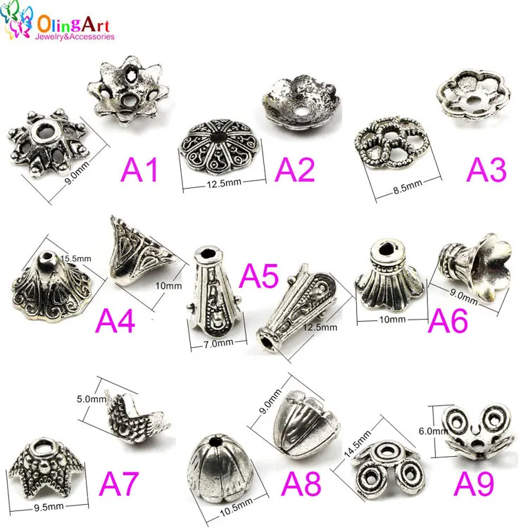 Flower Bead Caps Antique Bronze Metal Alloy 2x9mm 50 Pcs Findings Jewellery