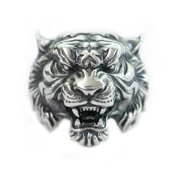 

USA Located High Details Tiger Ring 925 Sterling Silver Mens Biker Punk Ring TA130 4PX