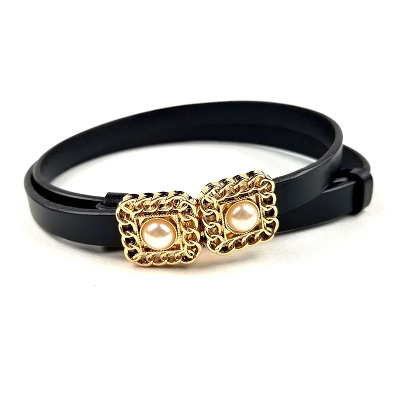 New fashion adjustable leather ladies belt dress dress small belt top layer cowhide buckle pearl waist chain
New fashion adjustable leather ladies belt dress dress small belt top layer cowhide buckle pearl waist chain